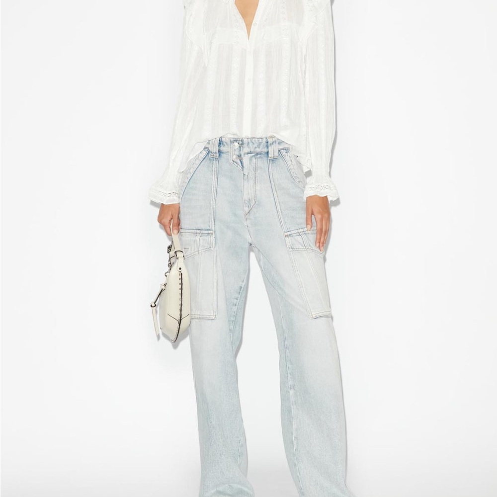 Isabel Marant White Ruffled Button-Up Blouse - Picture 11 of 16